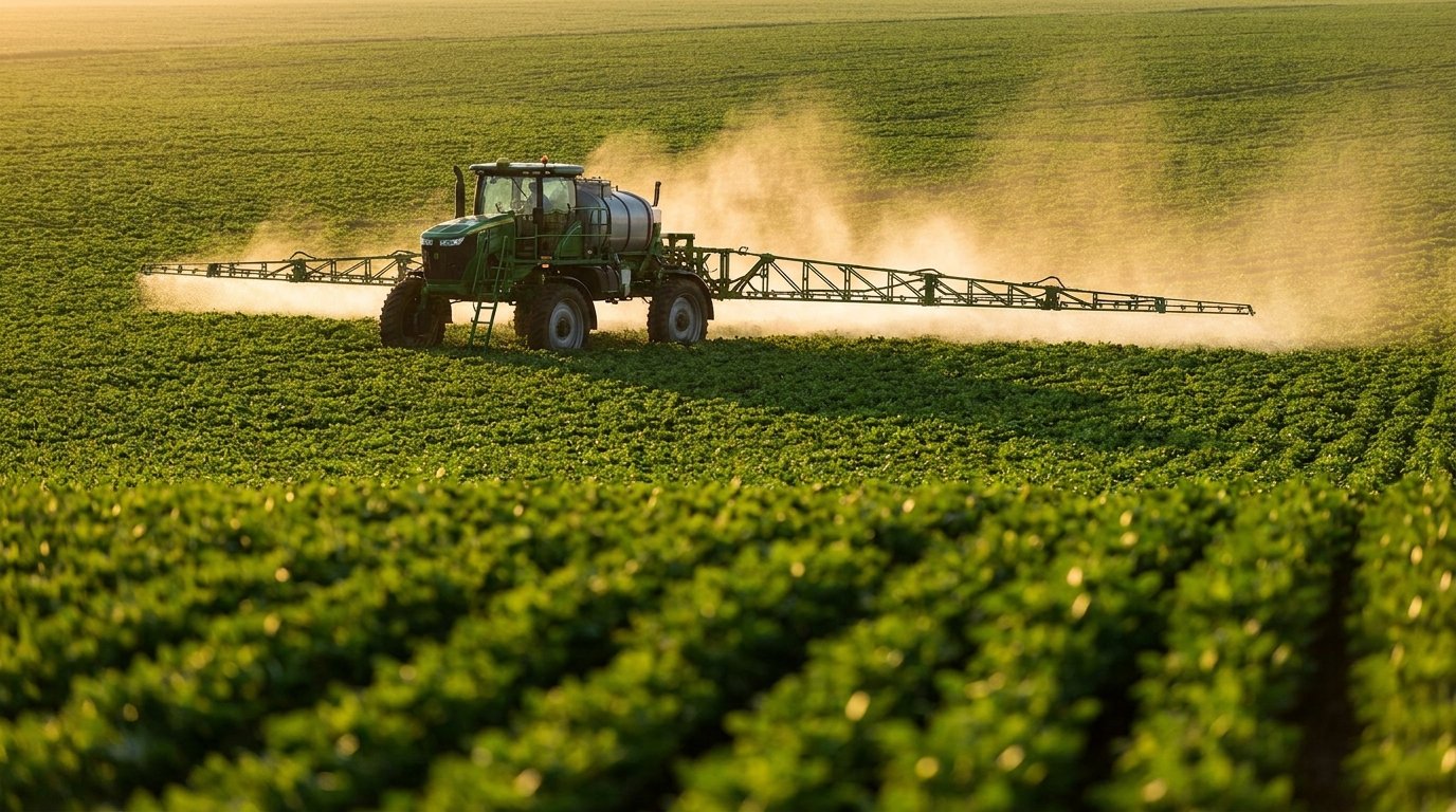 Aplicação de defensivos agrícolas em lavoura